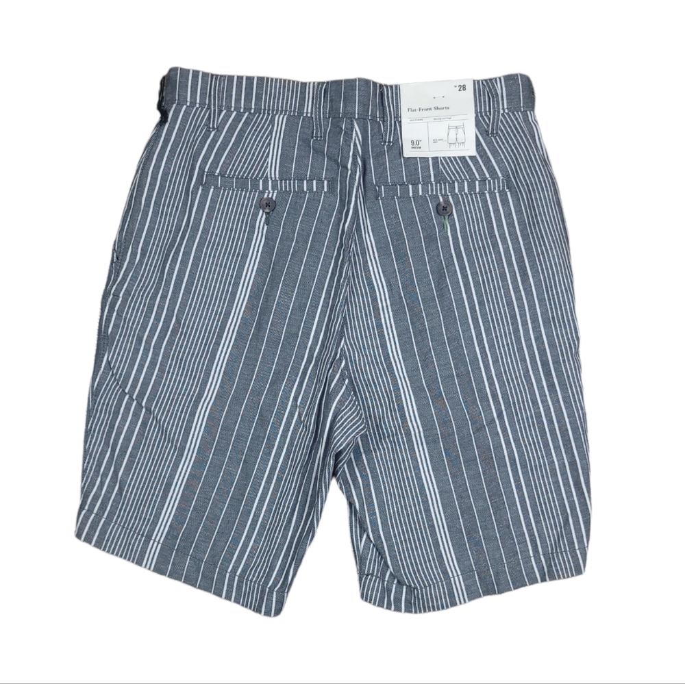 NWT MENS GOODFELLOW BRAND LINDEN GRAY/ WHITE FLAT FRONT SHORTS Sz 28. 9" INSEAM - Picture 5 of 9